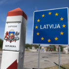 Latvian border crossing sign