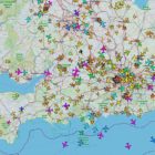 Planespotting flight tracking resources map of southern England