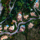 Aerial image of luxury villas in France